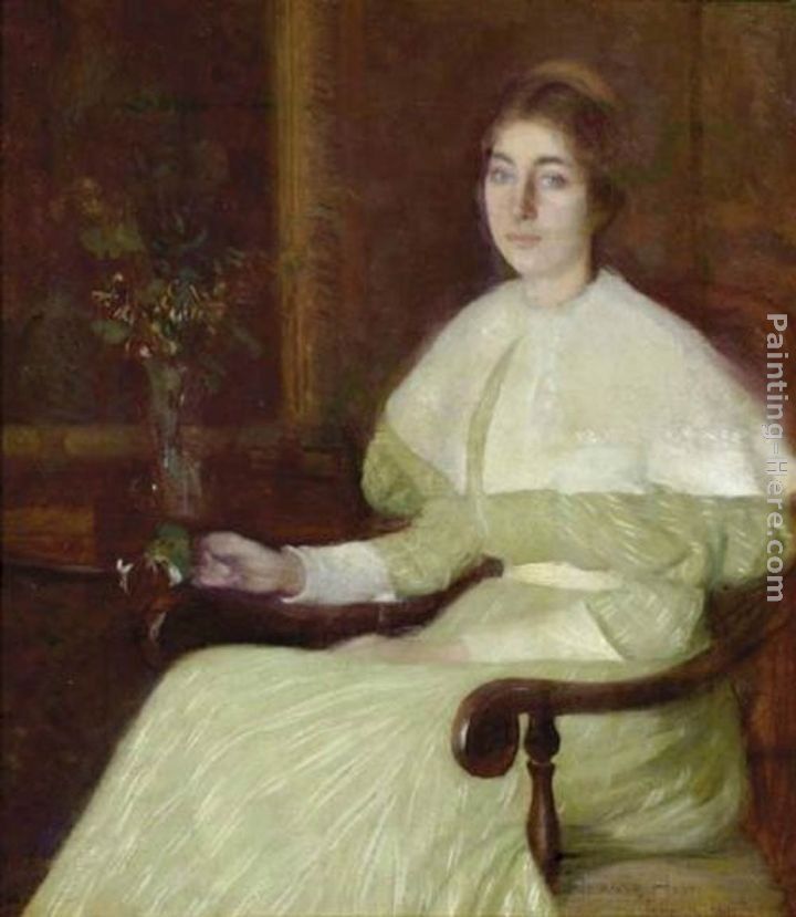 William Howard Hart Portrait of Adeline Pond Adams Seated in an Interior